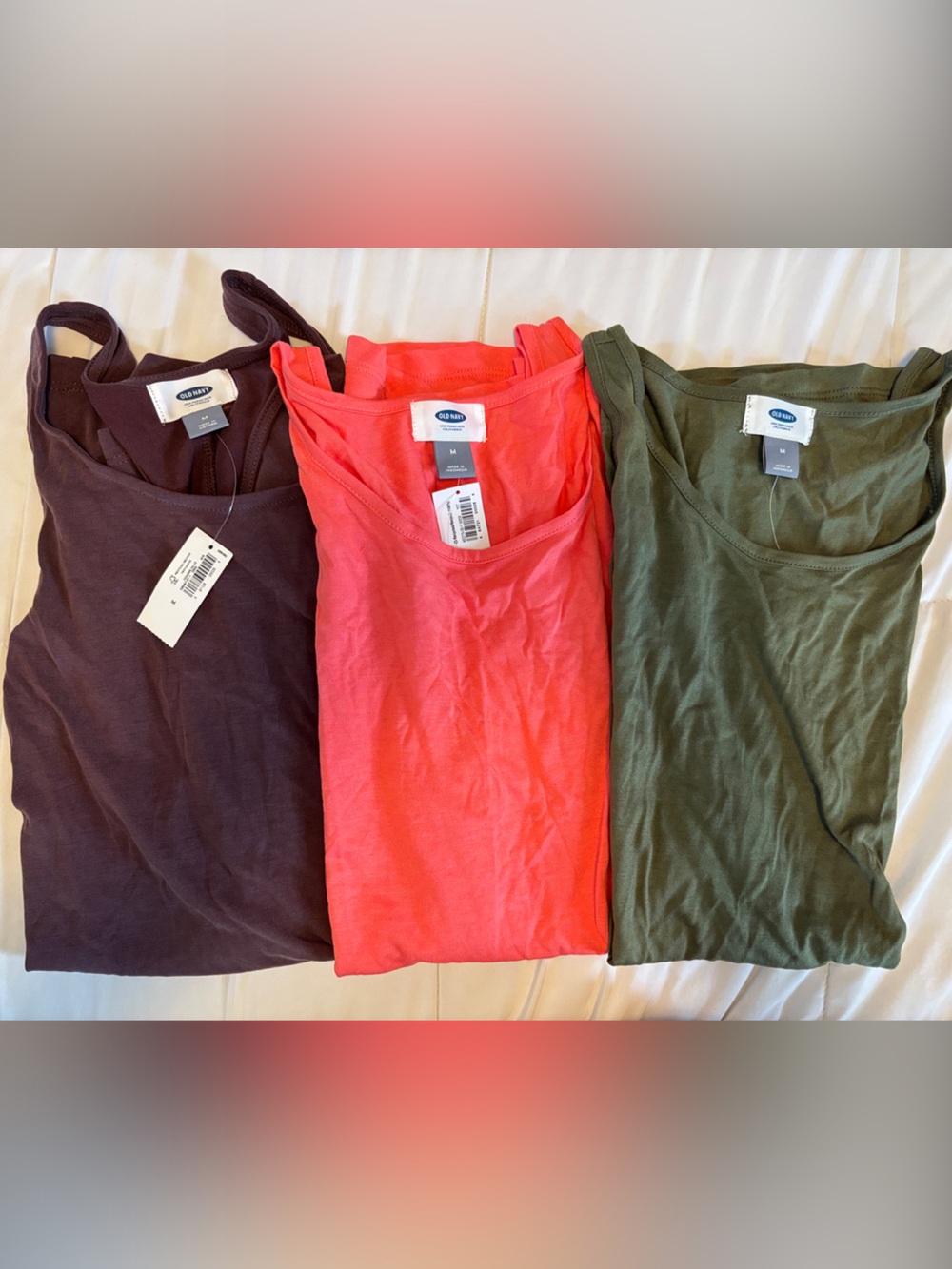Old Navy Women's Tank Set in Plum, Coral and Olive